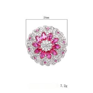 Exquisito anillo de turmalina verde y rubí, circón completo, flor grande, lujo, declaración que se puede abrir, anillos de dedo de cóctel para boda - Product Image 6