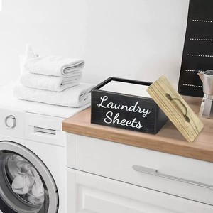 Wooden Laundry Sheets <b>Storage</b> Box With Lid And Handle Rectangle Solid Color 21x12x11cm Standing Type <b>Clothes</b> Box - Product Image 1