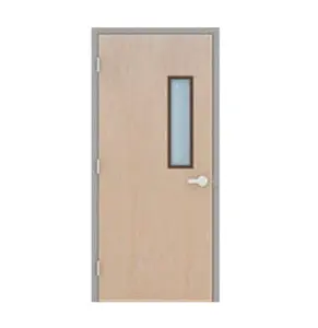Hotel Prefinished Solid Core Wood Doors Fire Rated wood door With Glass with vision lite kit