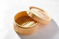 Qingzhu QZ-BS180 Fabriqué en Chine, cuiseur vapeur en bambou écologique de qualité alimentaire à 2 niveaux de 18 cm et 2 L avec couvercle pour cuisinières à gaz et à induction