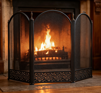 Paravent de cheminée autoportant à 3 panneaux en maille de fer noir, pliable, décoratif, protection anti-étincelles pour l'intérieur, cadeau