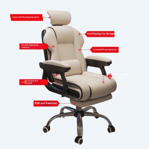Chaise de bureau exécutive ergonomique au design moderne avec <span class=keywords><strong>repose</strong></span>-pieds, dossier haut, en cuir PU, pivotante et inclinable, pour le bureau à domicile - Product Image 5