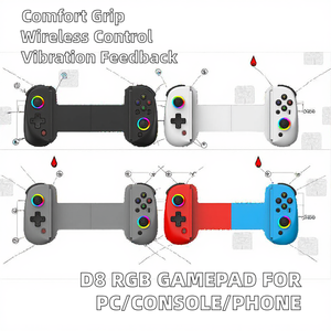 Sony Ruimaite D8 RGB Light Wireless BT Ergonomic Phone Holder Dual Vibration Nano Gyroscope Flexible Stretch <b>Joystick</b> <b>for</b> <b>Games</b> - Product Image 2
