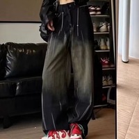 Jean en denim ample et droit pour femme, respirant, style vintage, pour le printemps et l'été, idéal pour les hipsters urbains, coupe large, délavé clair