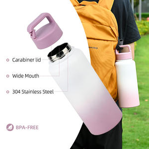 Botella de Agua Deportiva Personalizada con Logotipo, de Acero Inoxidable 304 de Doble Pared, 32 oz/1000 ml, con Tapa 4 en 1, Colorida - Product Image 3