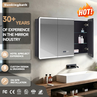 Gabinete con Espejo LED Antivaho, Gabinete de Almacenamiento para Baño Montado en la Pared con Estantes Ajustables, Marco de Aluminio, Táctil Inteligente, Regulable
