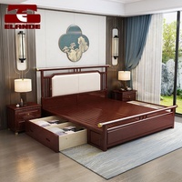 Lit double king en bois massif, 1.8m, mobilier de luxe moderne et souple au dos, nouveau modèle, chinois