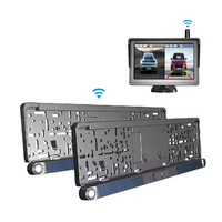 Moniteur sans fil 5 pouces 2 canaux avec caméra de recul solaire pour plaque d'immatriculation européenne pour voiture et remorque