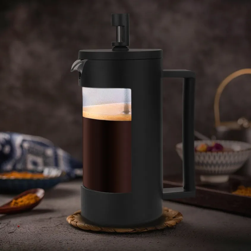 Cafeteira prensa francesa de plástico, conjuntos de chá de 350ml 600ml 800ml, borosilicato preto, resistente ao calor