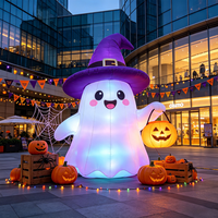 Ember Labu Hantu Berlampu LED, Dekorasi Halloween Tiup yang Menyala, Kain Oxford Tahan Air dan Awet untuk Halaman Luar Ruangan