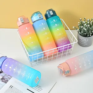 Wholesale Gradient Bpa Free Gym Fitness Sports Leakproof Wide Mouth Plastic Water Bottle With Lid