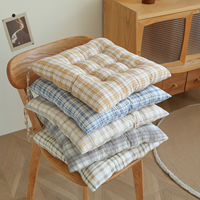 Coussin de chaise à carreaux 40x40cm, rembourrage capitonné avec attaches, garnissage en coton perlé, respirant et doux pour la peau, pour chaise de salle à manger à usage domestique