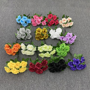 Bouquet de 7 roses artificielles en soie de 31 cm pour décoration de mariage et décoration intérieure - Product Image 1