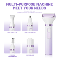 Tondeuse bikini sans fil étanche 5-en-1 pour femme, kit rasoir électrique humide/sec pour l'épilation corporelle et faciale