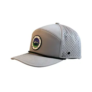 melin water proof perforated brand golf laser cut snapback 7 panel golf gorra caps hats with cord and tee