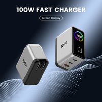 Cargador Rápido Plegable y Portátil de 100W Tipo-C USB-C con Pantalla, Protección PD 3.0 OVP para Teléfono Móvil, Laptop y Cámara, Venta al Por Mayor