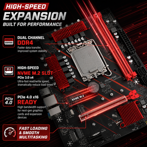 Carte mère JGINYUE <span class=keywords><strong>H610</strong></span> LGA1700 DDR4 ITX M-ATX pour jeux, compatible avec les processeurs de 12e, 13e et 14e génération, 2x M.2 NVMe, double sortie vidéo, PC - Product Image 4