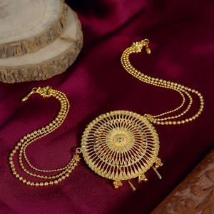 Pin de Pelo Chapado en Oro de Moda para Mujer, Accesorio Tradicional para Moño con Cadenas de Cuentas, Ideal para Novias y Eventos Festivos - Product Image 1
