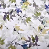 Tissu en coton premium à motif de feuilles d'acrylique, motif abstrait de feuille d'érable peint à la main pour robes élégantes