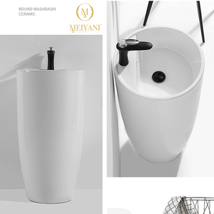Lavabo a Colonna Moderno Monoblocco Forma Rotonda Lavandini <span class=keywords><strong>da</strong></span> Bagno Colorati Facili <span class=keywords><strong>da</strong></span> Pulire Lavabo Autoportante - Product Image 6