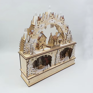 דיקט לייזר לחתוך אור עד חג המולד סצנה עם כפר חג המולד סצנת LED אור - Product Image 2