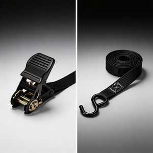Sangles d'arrimage à cliquet DAJIA 1 po (25 mm) pour camion, 1 po x 15 pi (4,5 m), en matériau PES, avec crochets en J <span class=keywords><strong>et</strong></span> en S, sangle d'arrimage de cargaison certifiée GS, capacité de rupture 1000 kg - Product Image 3