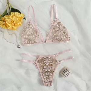 Ensemble de soutien-gorge de sport en dentelle florale sans couture pour femmes grandes tailles, broderie 3D, tissu en spandex/polyester, design d'allaitement, ODM - Product Image 5