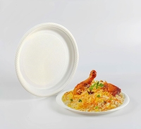 Assiettes en plastique rondes jetables biodégradables en fécule de maïs Assiettes écologiques de 6 7 9 pouces pour le camping