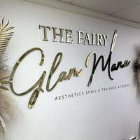 Enseigne Logo Modèle Populaire Doré Découpé au Laser, Plaque Murale de Hall pour Décoration de Bureau