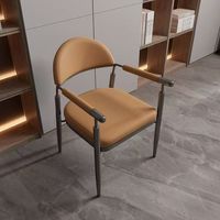 Chaise de salle à manger moderne en acier inoxydable et revêtement en cuir pour salle à manger, cuisine, salon