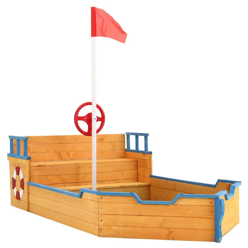 Açık çocuk kum tekne oyun oyuncaklar ahşap Sandpit <span class=keywords><strong>korsan</strong></span> gemisi Sandbox
