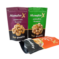 Pochette debout en mylar noir imprimé personnalisé Emballage alimentaire en plastique PET avec fenêtre transparente pour les collations de gelée de lait