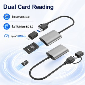 Lector de Tarjetas 2 en 1 USB C Tipo A, Doble Conector, Alta Velocidad 5Gbps, Lector de Tarjetas de Memoria <span class=keywords><strong>Micro</strong></span> <span class=keywords><strong>SD</strong></span> TF de Aluminio con Cable para Laptop - Product Image 3