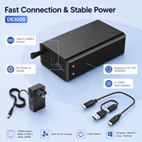 Caja de Disco Duro RAID de Doble Bahía, USB 3.0 Tipo-C 5Gbps, para Discos Duros SATA de 2.5/3.5 Pulgadas, con Ventilador de Refrigeración, RAID0, RAID1, JBOD, SPAN