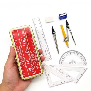Juego de 9 piezas de compás para enseñanza de matemáticas A5001 con transportador, regla triangular, divisores y borrador, ¡gran éxito de ventas en el mercado africano! - Product Image 5