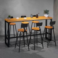 Comptoir de bar en bois massif moderne Table et chaise combinaison bar Restaurant Meubles comptoir de bar Table tabouret haut Utilisation commerciale