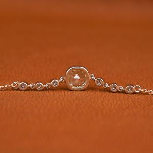 Pulsera clásica de tenis de oro macizo de 14 quilates con cojín y diamantes de corte redondo, regalo perfecto para Aniversario de compromiso - Product Image 3