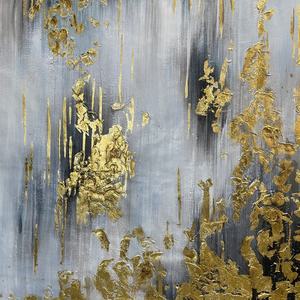 Pintura al Óleo sobre Lienzo, Dorada, Moderna, 100% Hecha a Mano, Arte Abstracto Pintado a Mano, Pintura al Óleo para Decoración de Pared - Product Image 3