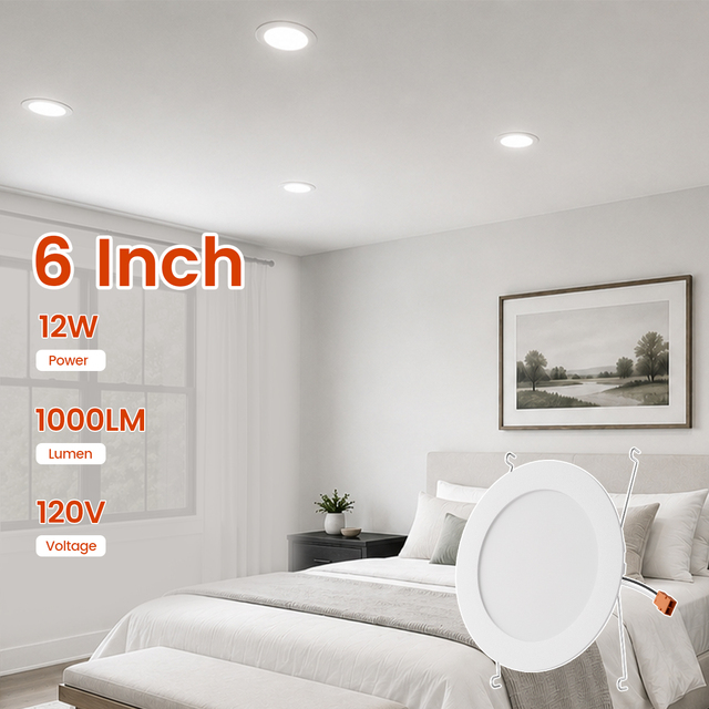 Smooth 6 Inch Dimmable  Recessed Can Lights TP24 E26  Connectors Retrofit LED  Downlight for Ceiling