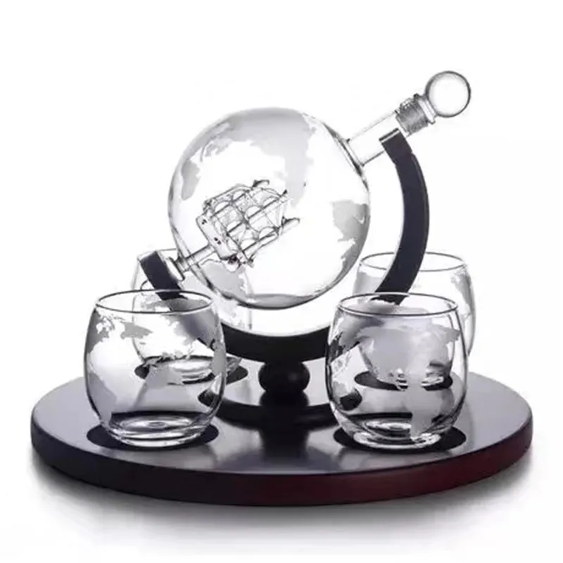 Father Day Best Verkopende Tequila Fles Bar Cadeau Gegraveerde Liquor Bourbon Geëtste Glazen Bol Whisky Decanter Set Met 4 Glazen