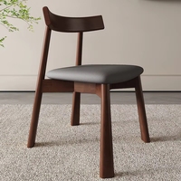 Chaise de salle à manger en bois massif et cuir de style nordique moderne VL, chaises rembourrées pour restaurant