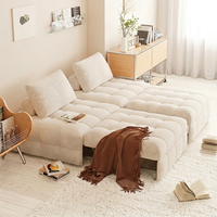 Sofá Cama Convertible Moderno y Cómodo, Respaldo de Chenilla, Estructura de Madera, 3 Plazas, Diseño Cuadrado sin Brazos, Relleno de Esponja para Sala de Estar
