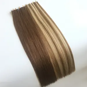 europe hair Tape On Hair Machine Made Remy peruvian hair