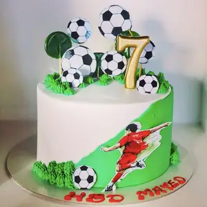 卸売ママパパお誕生日おめでとうパーティーケーキデコレーションサッカーサッカーアクリルケーキトッパー