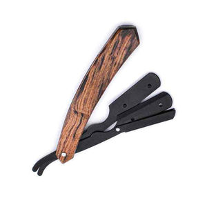 Top vente lame en acier inoxydable rasage rasoirs coupe droite gorge Salon barbier rasage rasoir avec manche en bois - Product Image 3
