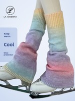 LA CICOGNA Vêtements de ballet pour filles, couvre-jambes en peluche dégradé couleur bonbon avec strass, couvre-chaussures chauds et tendance