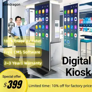 Kiosko-pantalla táctil vertical de tv, reproductor de publicidad para interior, HD, lcd, led, señalización digital, de pie, 4k