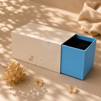 Cetak Kotak Hadiah Warna Biru dan Putih Kustom untuk Kemasan Hadiah Merek Teh Kosmetik dan Presentasi, MOQ Rendah, Grosir Pabrik