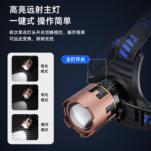 Lampe frontale rechargeable Rocky A49 A50 10W avec zoom LED pour la pêche en plein air et l'exploitation minière - Product Image 4