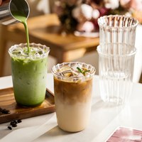 Mug à café en verre isolé au design moderne en forme de bambou, transparent, pour matcha, thé au lait et latte glacé américain